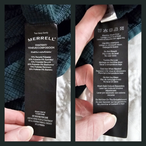 Merrell - Forest Green Men's Lightweight Fleece Lined Hoodie w/Neck Protection - Picture 4 of 5